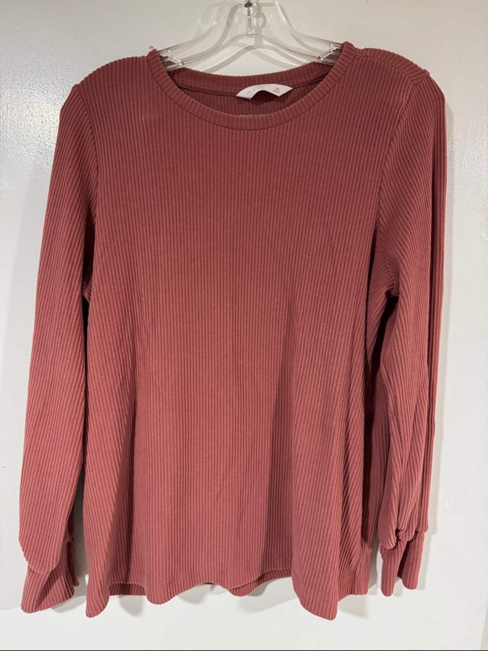 LC Lauren Conrad Ribbed Long-Sleeve Top in Mauve
